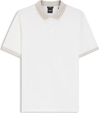 BOSS Stripe-trim slim-fit polo shirt in mercerised cotton