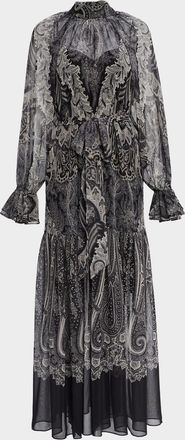 Kobi Halperin Connell Tiered Paisley-Print Maxi Dress