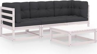 vidaXL Muebles De Jard&iacute;n 4 Piezas Con Cojines De Madera De Pino Maciza Vidaxl