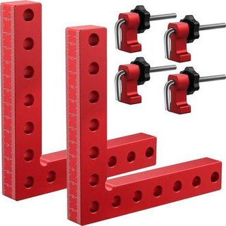 OEM Juego De 6 Soportes De Posicionamiento En Forma De L De 14 Cm Con Abrazaderas De Uni&oacute;n De Aleaci&oacute;n De Aluminio En &Aacute;ngulo De 90 Grados Para Herramienta