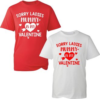 Generic Valentines Day T-Shirt Sorry Ladies Mummy is My Valentine Funny SVG Design Unisex Gift Tee Top (Red, M)