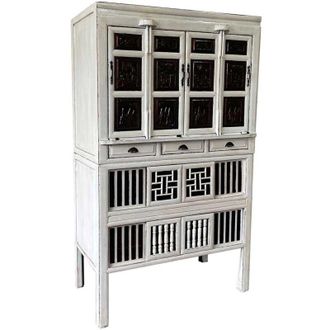 Wanderlust Deco Armario De Madera Acabado Artesanal Blanco 96x42x175