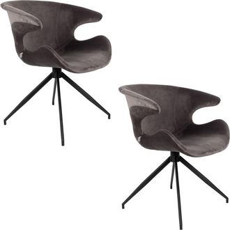 Zuiver Lote de 2 sillas de terciopelo gris