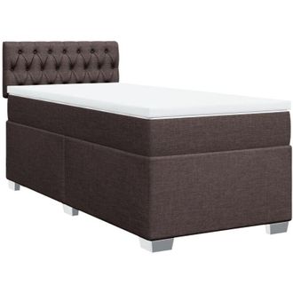 vidaXL Vidaxl - Cama Box Spring Con Colch&oacute;n Tela Marr&oacute;n Oscuro 80x200 Cm