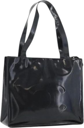 Chanel Pre-owned Tote Bags, female, Black, Size: ONE SIZE Pre-owned Vintage Patent Leather Tote Bag