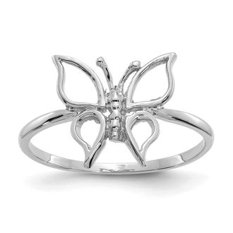 Diamond2Deal 14k White Gold Polished Butterfly Ring