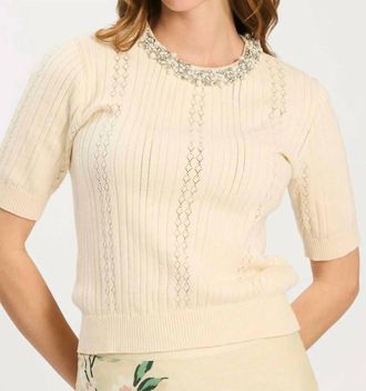 Tyler B&ouml;e Drew Embellished Pointelle Sweater In Cloud