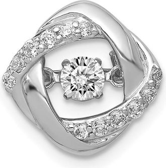 Diamond2Deal 14k White Gold 1/4 carat Vibrant Moving Diamond Intertwined Squares Chain Slide