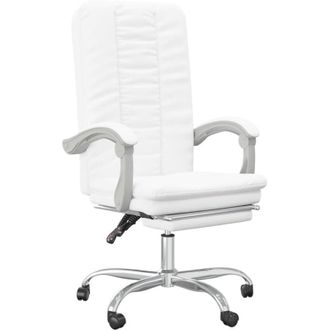 vidaXL Silla De Oficina Reclinable Cuero Sint&eacute;tico Blanco Vidaxl