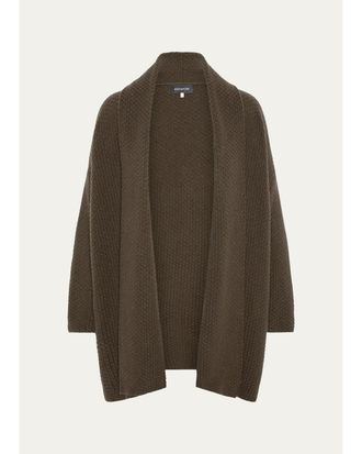Eskandar A-Line Scrunch Shawl Collar Cardigan - Long Length
