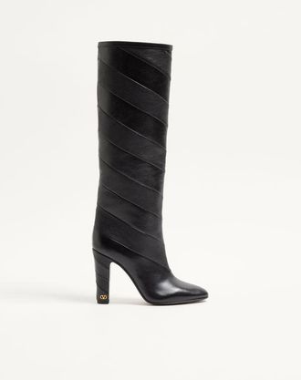 Valentino Garavani Rayons Nappa Boot with Chevron Pattern 100MM Wo