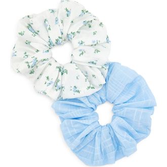 Tasha Assorted 2-Pack Scrunchies in Blue/Ivory at Nordstrom