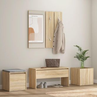 vidaXL Juego De Muebles De Recibidor Madera Contrachapada Roble Sonoma Vidaxl