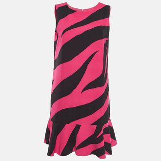 Moschino Boutique Moschino Black/pink Zebra Print Jersey Sleeveless Dress