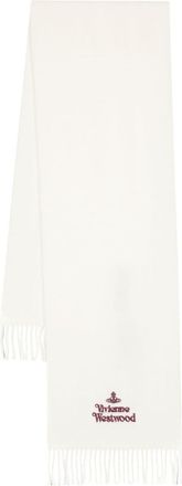 Vivienne Westwood embroidered scarf - unisex - Wool - One Size - White