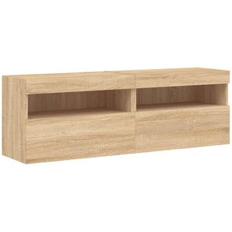 vidaXL Vidaxl - Muebles De Tv De Pared Luces Led 2 Uds Roble Sonoma 60x30x40 Cm