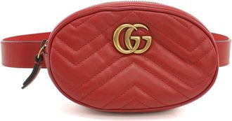 Gucci Gg Marmont Red Color Leather Sling Bag (Pre-Owned)