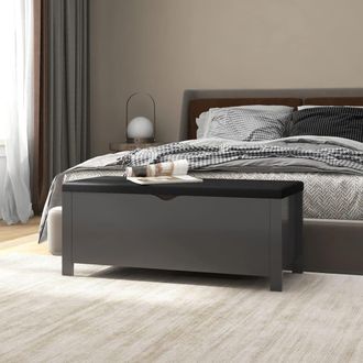 vidaXL Caja De Almacenaje Y Coj&iacute;n Madera Ingenier&iacute;a Gris 105x40x45 Cm Vidaxl