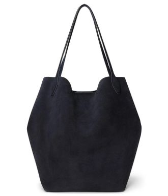 Madewell The Oversized Shopper P1437 Handbag Womens Black Suede Tote Bag GBO3597