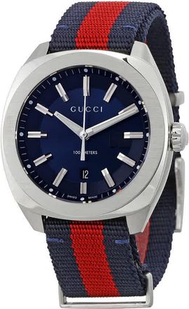 Gucci GG2570 Blue Dial Blue and Red Nylon Mens Watch YA142304