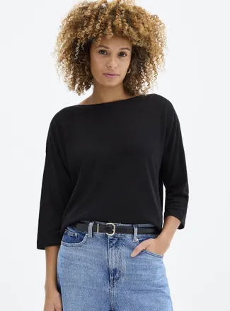 Contemporaine Womens Loose boat-neck linen-blend boxy-fit sweater