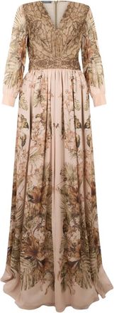 Alberta Ferretti Kleedjes, Dames, Veelkleurig, S, Gedrukte Lange Jurk