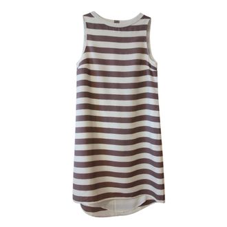 Brunello Cucinelli High-Low Striped A-Line Dress Size S