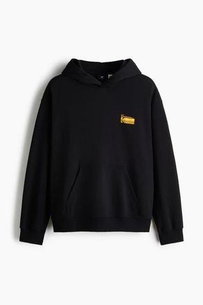 H&M Loose Fit Printed Hoodie in Black/kodak at Nordstrom, Size Xx-Large