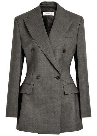 Róhe Double-breasted Stretch-wool Blazer - Grey - 34 (UK6 / XS)