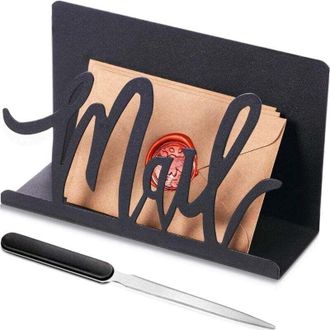 OEM Organizador De Correo Y Clasificador De Cartas De Metal Negro, Con Abrecartas Para El Hogar, La Oficina Y La Escuela - Crezuo