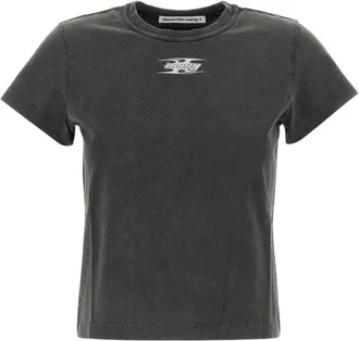Alexander Wang Grey Puff Logo Shrunken T-shirt