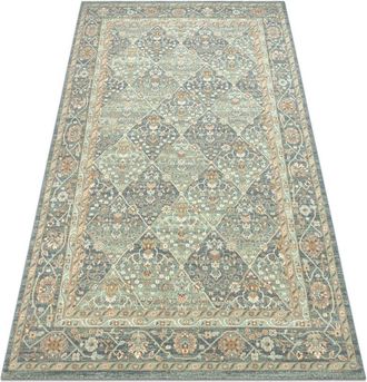 RugsX Rugsx - Alfombra De Lana Soho 477.27.la500 Osta - Rombo, Marco Geom&eacute;trico Natural Verde / Azul Green 200x300 Cm