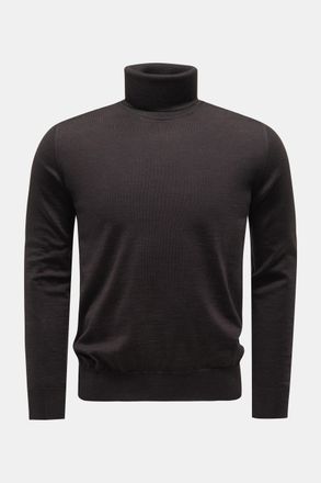 Braun Hamburg Men - Merino fine knit turtleneck jumper dark brown