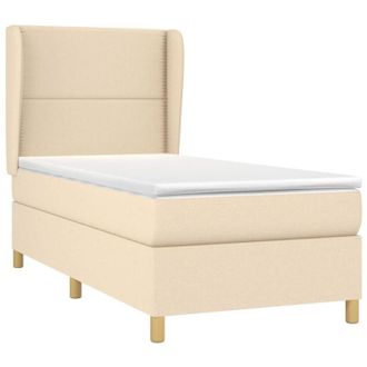 vidaXL Vidaxl - Cama Box Spring Con Colch&oacute;n Tela Color Crema 90x200 Cm