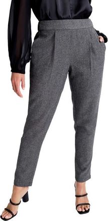 Jessica London Herringbone Straight Leg Pant in Grey Herringbone at Nordstrom, Size 20