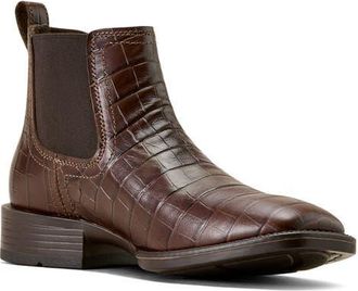 Ariat Booker Wide Square Toe Western Chelsea Boot in Brown at Nordstrom, Size 10.5