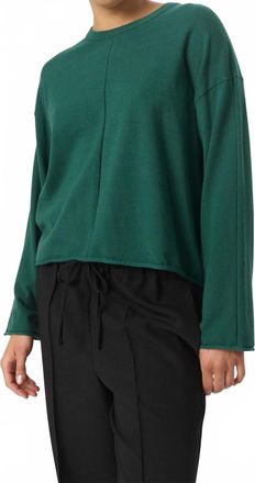 Soaked In Luxury Spina Boxy Fit Tight Knit Pullover Sweater In Rain Forest