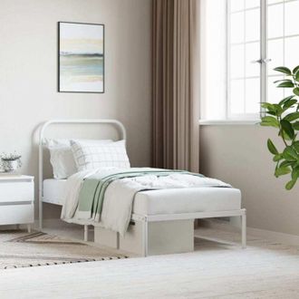 vidaXL Giroletto con Testiera Metallo Bianco 90x200 cm - Vidaxl