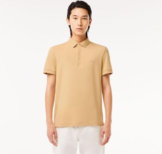 Lacoste Mens Fit Paris Stretch Piqu&iquest; Polo Shirt in Beige - Size X-Small