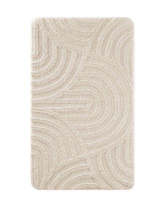 Wecon Home Alfombra de ba&ntilde;o en relieve blanco crema 80x150