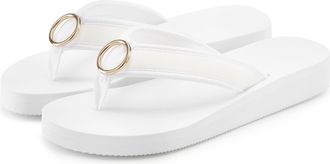 Lascana Sandale, Badeschuh, Pantolette, Badelatsche, Flip Flop Zehentrenner, Badeschuh mit Ringapplikation Italy VEGAN