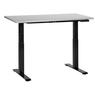 Beliani Beliani - Escritorio De Altura Regulable El&eacute;ctrico Oficina Moderna Patas Cuadradas 120 X 72 Cm Tablero Gris Soporte De Acero Negro Destines