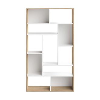 TemaHome Biblioteca efecto madera blanco y roble natural