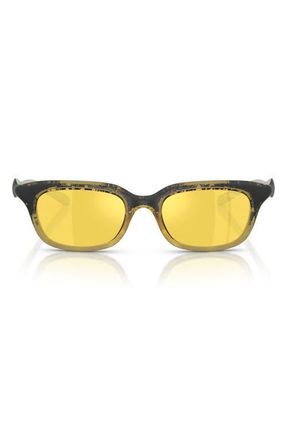 Diesel DL3013U 50mm Mirrored Square Sunglasses in Yellow Barreling Metallic at Nordstrom