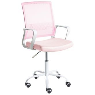 Beliani Silla De Oficina Moderna Con Altura Ajustable Giratoria Tapizado De Malla Rosa Pastel Ease