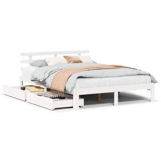 Berkfield Home Bed Frame with Drawers without Mattress White 150x200 cm King Size