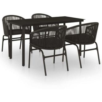 vidaXL Set da Pranzo per Giardino 5 pz Nero - Vidaxl