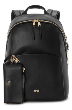Tumi Raina Medium Leather Backpack in Black/Light Gold at Nordstrom