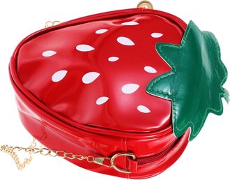 SOLUSTRE Fruit Cross Body Bag and Single Shoulder Phone Bag, Strawberry Shape Chain Purse for Women, Funny Fruit Design, Lightweight for Daily Travel and Casua