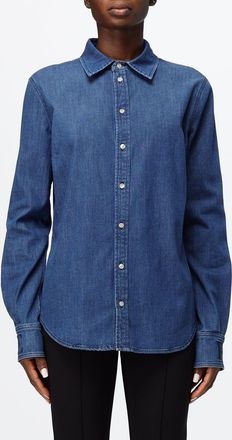 Elisabetta Franchi Camicia in cotone stretch con polsini logati e orlo curvo